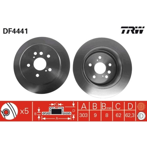 TRW 2X Bremsscheibe Hinterachse für Toyota Chery