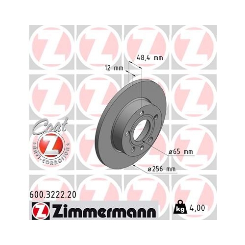 Zimmermann 2X Bremsscheibe Coat Z für Vag Vw (faw) Vw (svw) Skoda (svw)