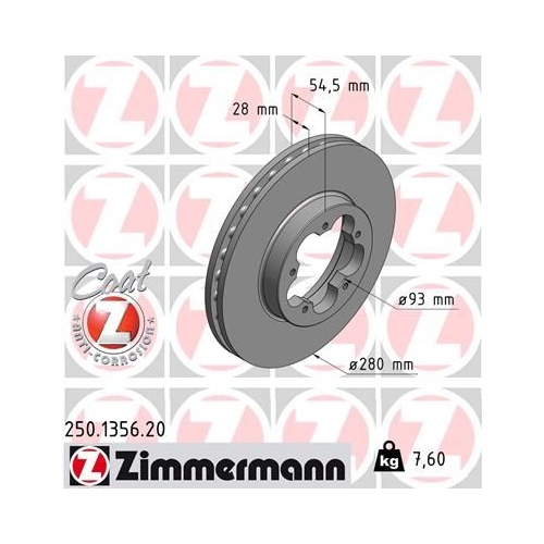 Zimmermann 2X Bremsscheibe Vorderachse Coat Z für Ford