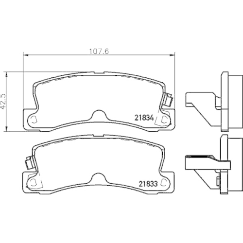 Bremsbelagsatz Scheibenbremse Hella Pagid 8DB 355 006-431 für Daihatsu Nissan