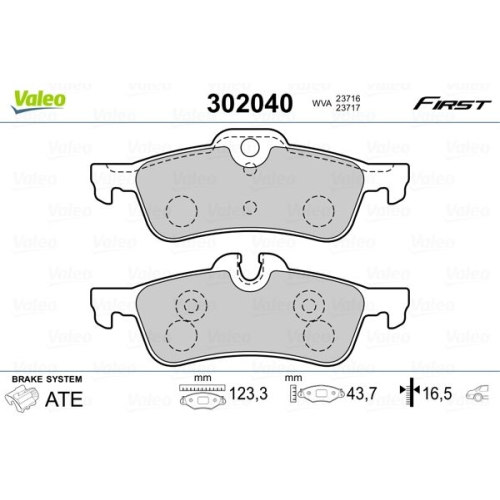 Bremsbelagsatz Scheibenbremse Valeo 302040 First für Mini Hinterachse