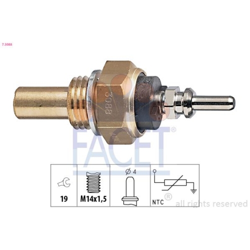 Sensor Kühlmitteltemperatur Facet 7.3088 Made In Italy - Oe Equivalent für VW