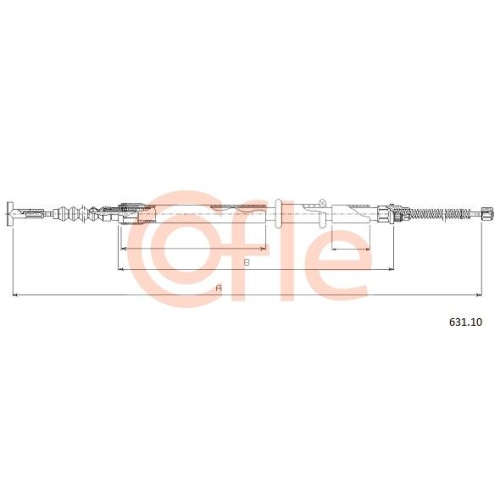 Seilzug Feststellbremse Cofle 631.10 für Fiat Hinten Rechts