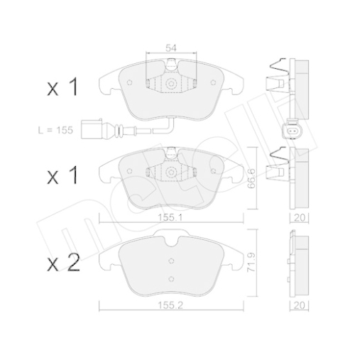 Bremsbelagsatz Scheibenbremse Metelli 22-0675-1 für Audi Seat VW Vorderachse