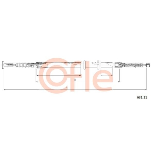 Seilzug Feststellbremse Cofle 631.11 für Fiat Hinten Links