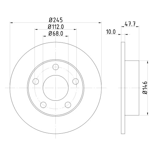 Hella Pagid 2X Bremsscheibe Hinterachse Pro für Audi Seat Skoda VW