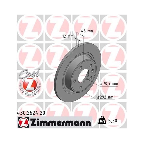 Zimmermann 2X Bremsscheibe Coat Z für Opel Vauxhall Chevrolet