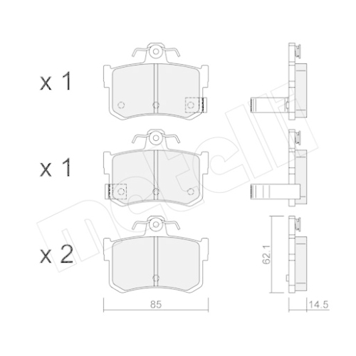 Bremsbelagsatz Scheibenbremse Metelli 22-0691-1 für Rover Hinterachse