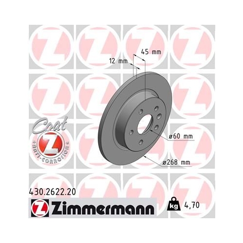 Zimmermann 2X Bremsscheibe Coat Z für Opel Vauxhall Chevrolet