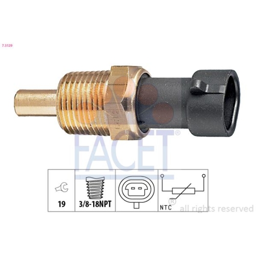 Sensor Kühlmitteltemperatur Facet 7.3129 Made In Italy - Oe Equivalent für Fiat