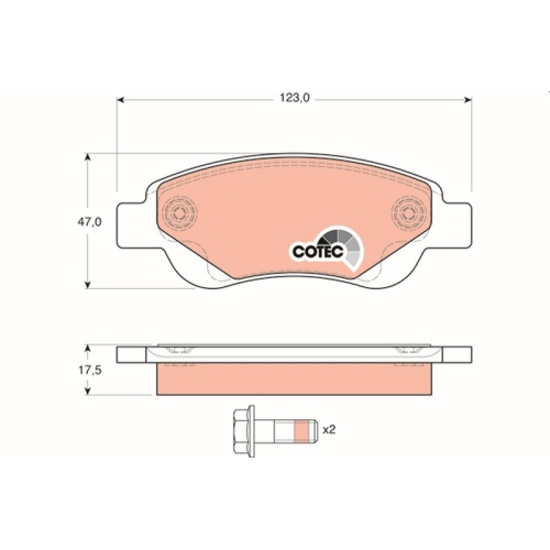 Bremsbelagsatz Scheibenbremse Trw GDB1633 Cotec für Citroën Peugeot Toyota Geely