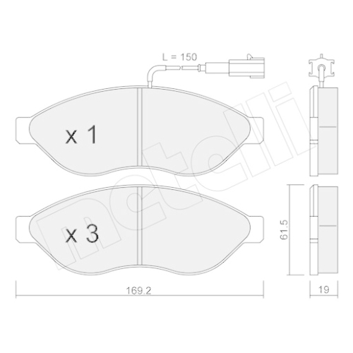 Bremsbelagsatz Scheibenbremse Metelli 22-0708-0 für Citroën Fiat Peugeot