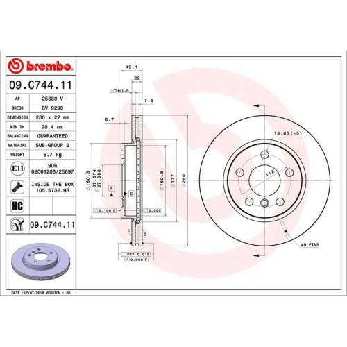 2X Brembo Bremsscheibe Vorderachse Prime Line - Uv Coated für Bmw Mini