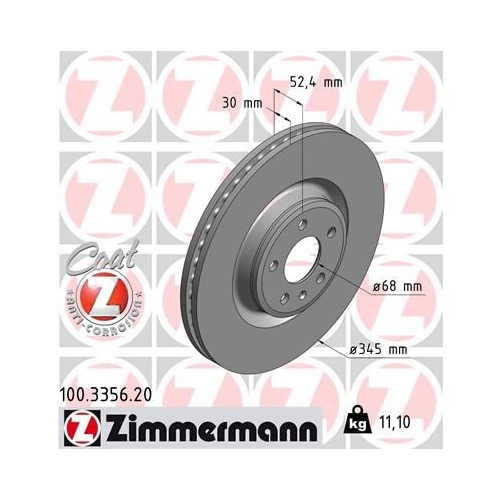 Zimmermann 1X Bremsscheibe Coat Z für Porsche Vag Audi (faw) Vw (svw)