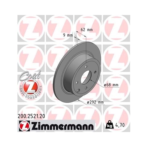 Zimmermann 2X Bremsscheibe Hinterachse Coat Z für Nissan