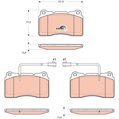 Bremsbelagsatz Scheibenbremse Trw GDB1648 Cotec für Alfa Romeo Fiat Lancia