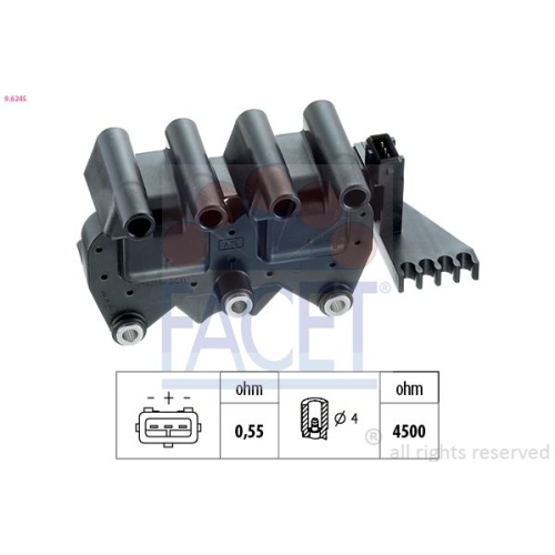 Zündspule Facet 9.6245 Oe Equivalent für Fiat Iveco Lancia Hitachi