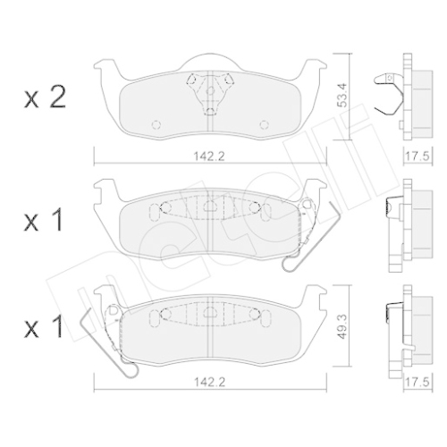 Bremsbelagsatz Scheibenbremse Metelli 22-0720-0 für Jeep Hinterachse