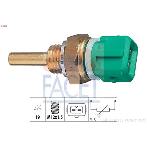 Sensor Kühlmitteltemperatur Facet 7.3149 Made In Italy - Oe Equivalent für Fiat