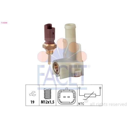 Sensor Kühlmitteltemperatur Facet 7.3326K Made In Italy - Oe Equivalent für Fiat