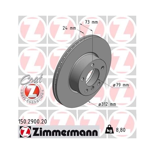 Zimmermann 2X Bremsscheibe Vorderachse Coat Z für Bmw Bmw (brilliance)