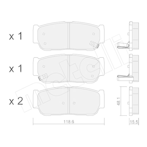 Bremsbelagsatz Scheibenbremse Metelli 22-0727-0 für Ssangyong Hyundai Kia