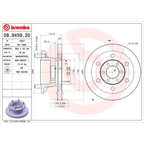 1X Brembo Bremsscheibe Vorderachse Prime Line für Iveco