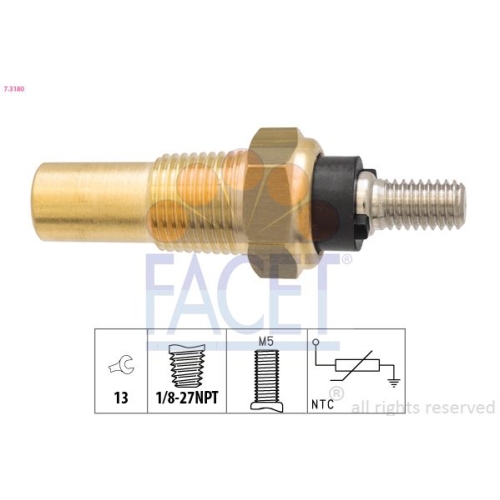 Sensor Kühlmitteltemperatur Facet 7.3180 Made In Italy - Oe Equivalent für Ford