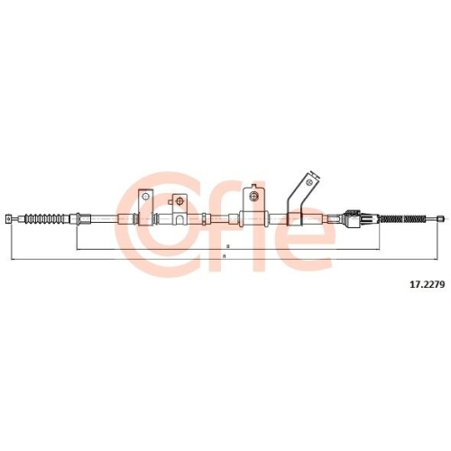 Seilzug Feststellbremse Cofle 17.2279 für Mitsubishi Hinten Rechts