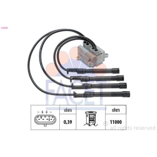 Zündspule Facet 9.6319 Oe Equivalent für Nissan Renault Hitachi