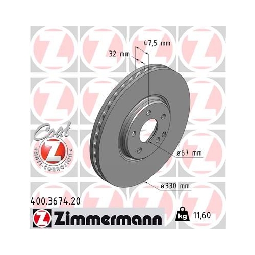 Zimmermann 1X Bremsscheibe Coat Z für Mercedes Benz