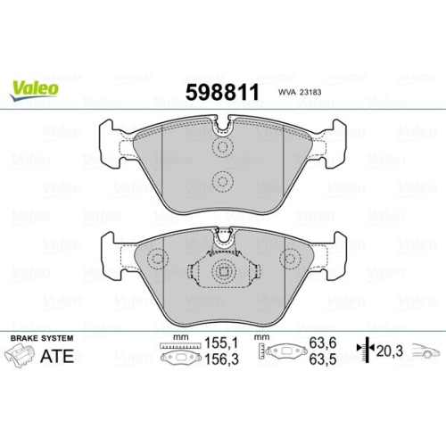 Bremsbelagsatz Scheibenbremse Valeo 598811 für Bmw MG Rover Vorderachse