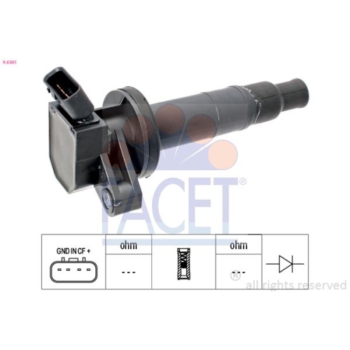 Zündspule Facet 9.6361 Made In Italy - Oe Equivalent für Citroën Daihatsu Toyota