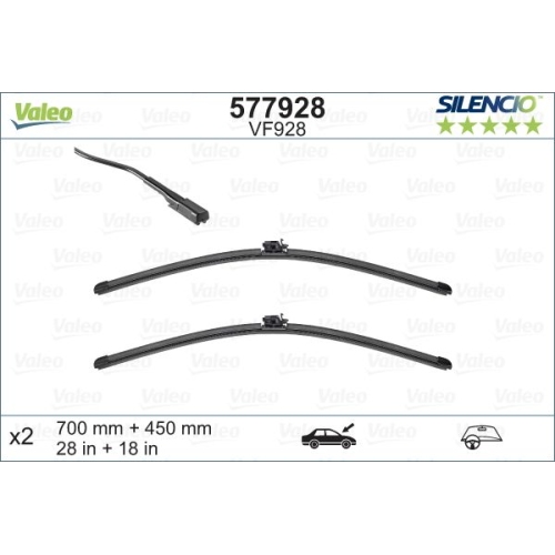 Wischblatt Valeo 577928 Silencio Flat Blade Set für Mercedes Benz Mercedes Benz