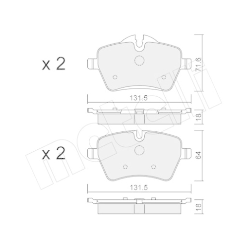 Bremsbelagsatz Scheibenbremse Metelli 22-0768-0 für Mini Vorderachse