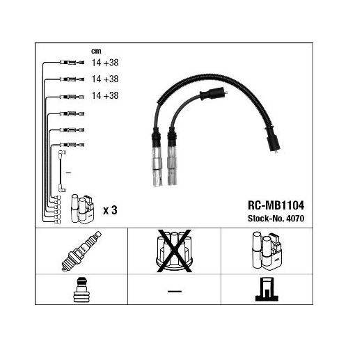 Ignition Cable Kit Ngk 4070 for