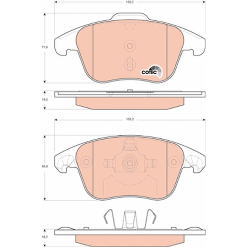 Bremsbelagsatz Scheibenbremse Trw GDB1691 Cotec für Citroën Peugeot DS