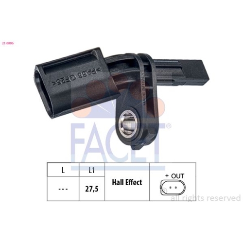 Sensor Raddrehzahl Facet 21.0006 Made In Italy - Oe Equivalent für Audi Man Seat