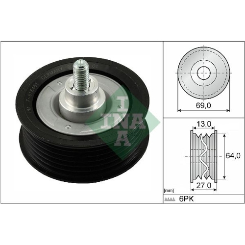 Umlenk /führungsrolle Keilrippenriemen Ina 532 0477 10 für Citroën Fiat Ford