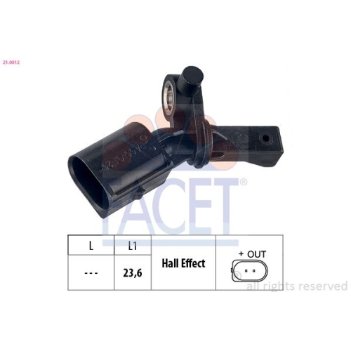 Sensor Raddrehzahl Facet 21.0012 Made In Italy - Oe Equivalent für Audi Seat VW