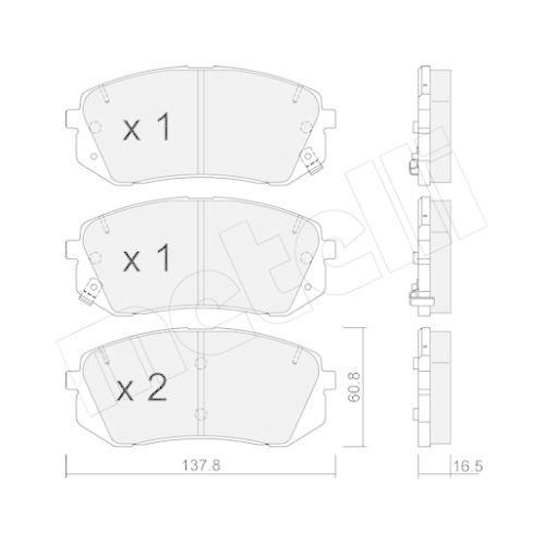 Bremsbelagsatz Scheibenbremse Metelli 22-0783-0 für Hyundai Kia Vorderachse