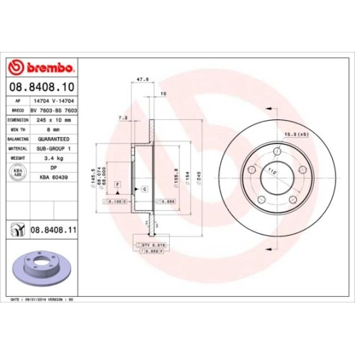 2X Brembo Bremsscheibe Hinterachse Prime Line - Uv Coated für Audi VW