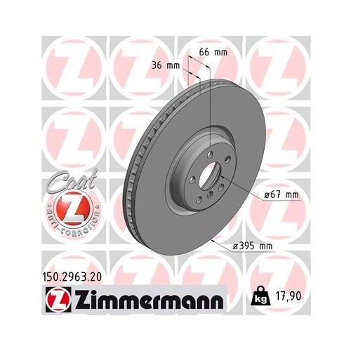 Bremsscheibe Zimmermann 150.2963.20 Coat Z für Bmw Vorderachse Rechts