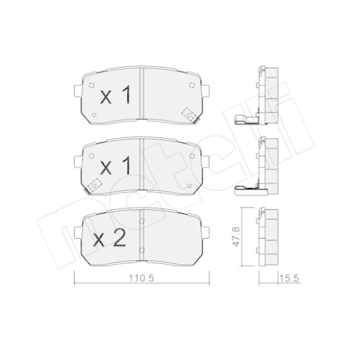 Bremsbelagsatz Scheibenbremse Metelli 22-0786-0 für Hyundai Kia Hinterachse