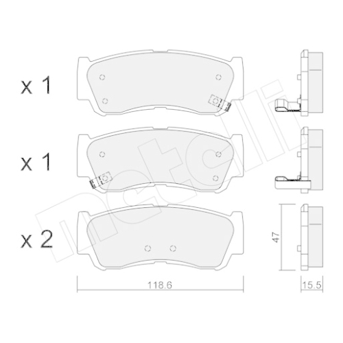 Bremsbelagsatz Scheibenbremse Metelli 22-0788-0 für Hyundai Kia Hinterachse