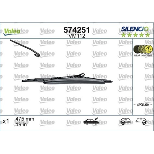 Wischblatt Valeo 574251 Silencio Conventional Single für Audi Opel Seat Skoda VW