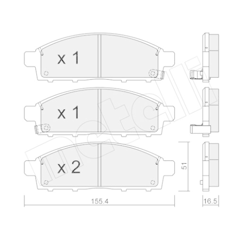 Bremsbelagsatz Scheibenbremse Metelli 22-0791-0 für Fiat Mitsubishi Vorderachse