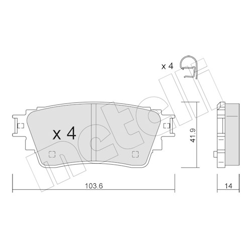 Bremsbelagsatz Scheibenbremse Metelli 22-1160-0 für Mitsubishi Hinterachse