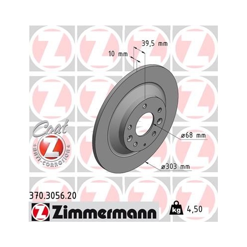 Zimmermann 2X Bremsscheibe Hinterachse Coat Z für Mazda Mazda (changan)