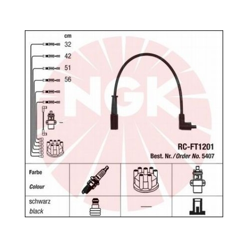 Ignition Cable Kit Ngk 5407 for Alfa Romeo Fiat Lancia Ferrari Maserati Abarth